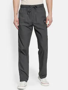 Octave Men Charcoal Grey Solid Cotton Track Pants