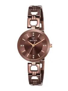 Walrus Women Brown Brass Dial & Brown Stainless Steel Bracelet Style Straps Analogue Watch