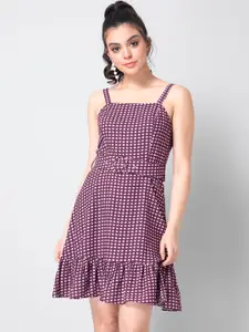 FabAlley Purple Checked Georgette Dress