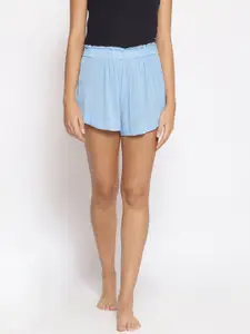 Oxolloxo Women Blue Solid Nightwear Shorts