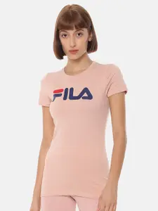 FILA Pink Brand Logo Cotton Regular Top