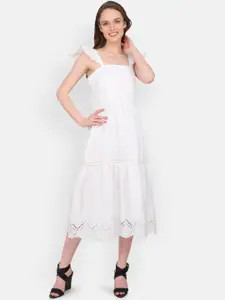MARC LOUIS White A-Line Midi Dress