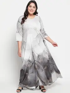 Amydus Women Plus Size Grey & Black A-Line Maxi Dress