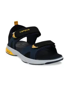 Campus Men Black & Blue Solid Sports Sandals