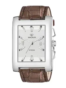 Walrus Men Brown Brass Dial & Silver Toned Straps Analogue Watch