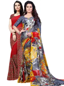 ANAND SAREES Red & Grey Pack of 2 Printed Sarees
