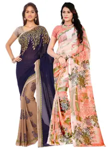 ANAND SAREES Pack of 2 Floral Poly Georgette Saree