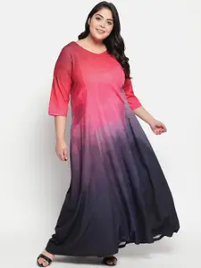 Amydus Women Plus Size Multi Dyed A-Line Maxi Dress