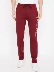Duke Men Maroon Solid Straight-Fit Cotton Track Pants
