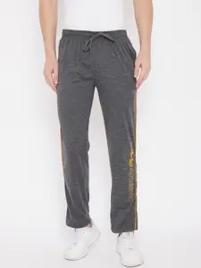 Duke Men Grey Solid Straight-Fit Cotton Track Pants