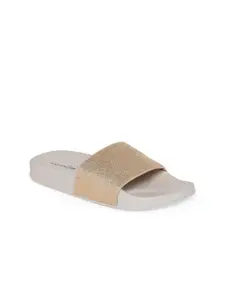 Forever Glam by Pantaloons Women Gold & Off White Embellished Sliders