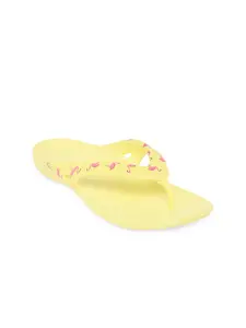 Crocs Kadee  Women Yellow  Pink Printed Croslite Thong Flip-Flops