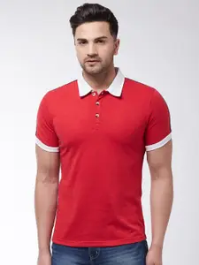 GRITSTONES Men Red   Polo Collar T-shirt