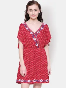 Yaadleen Red Floral Dress