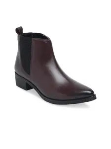 Teakwood Leathers Women Burgundy Leather High-Top Flat Boots