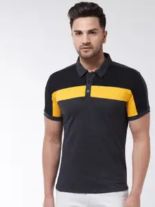 GRITSTONES Men Black   Colourblocked Polo Collar T-shirt