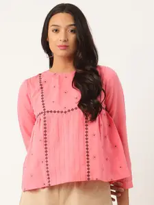 ROOTED Womans Pink Linen Regular Top