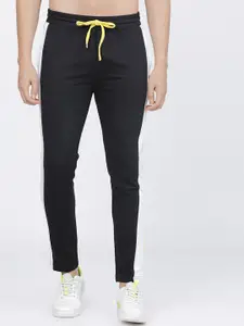The Indian Garage Co Men Black & Yellow Striped Slim-Fit Track Pants