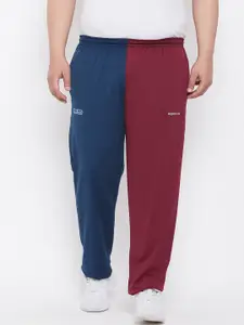 bigbanana Men Maroon & Blue Colourblocked Straight-Fit Rapid-Dry Track Pants