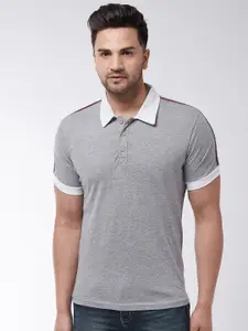 GRITSTONES Men Grey Polo Collar T-shirt