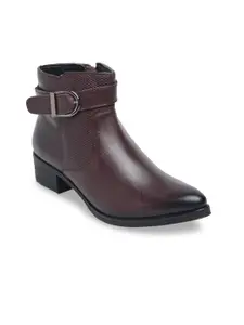 Teakwood Leathers Women Burgundy Leather Flat Boots