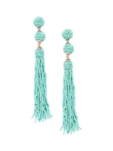 Crunchy Fashion Gold-Plated Green Contemporary Drop Earrings