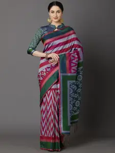 Mitera Purple & Green Silk Cotton Saree