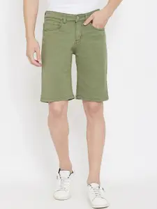 Crimsoune Club Men Green Slim Fit Mid-Rise Denim Shorts
