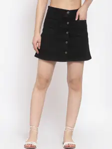 Kotty Women Black Solid A-Line Mini Skirt