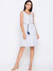 Globus Blue Striped A-Line Dress