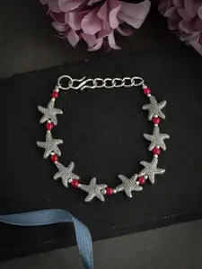 Silvermerc Designs Silver-Plated Red Beaded Boho Starfish Tribal Anklet