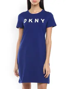 DKNY Blue Printed T shirt Dress