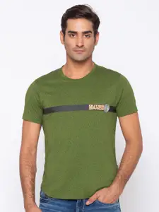 SPYKAR Men Green Printed Slim Fit T-shirt