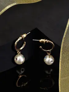 Accessorize London Women Island Vibe Gem Inset Pearl Hoop Earrings