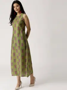 Libas Green A-Line Maxi Dress