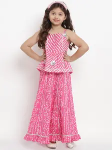 Bitiya by Bhama Pink Ready to Wear Printed Lehenga with Top