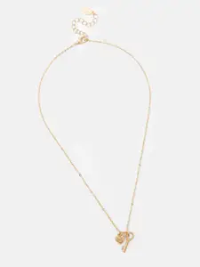 Accessorize London Women Gold Heart & Key Pendant Necklace