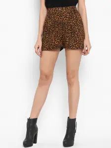DEEBACO Women Brown Printed Regular Fit Regular Shorts