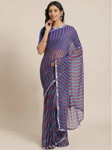 Saree mall Blue & Red Leheriya Sarees