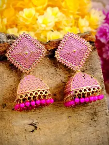 Crunchy Fashion Pink Contemporary Jhumkas Earrings