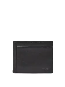 Fossil Men Black Neel Textured Leather Two Fold Wallet
