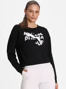 Puma Women Black & White Modern dryCELL Relaxed Fit Sweatshirt