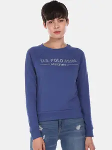 U.S. Polo Assn. U S Polo Assn Women Blue Printed Sweatshirt