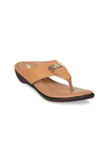 Ajanta Brown Textured Wedge Sandals