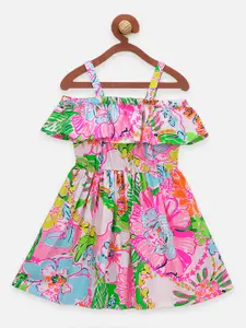 LilPicks Multi Floral Floral Fit and Flare Dress