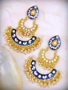 Crunchy Fashion Blue Contemporary Chandbalis Earrings
