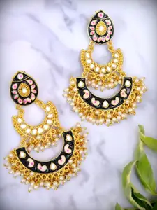 Crunchy Fashion Black Contemporary Meenakari Chandbalis Earrings