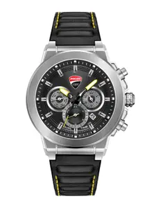 DUCATI CORSE Men Black Printed Dial & Leather Straps Analogue Watch - DTWGF2019204