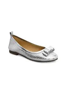 Eske Women Silver Textured Leather Loafers