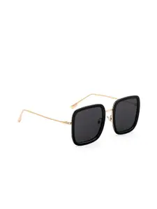 ROYAL SON Women Black Lens & Black Square Sunglasses with UV Protected Lens CHIWM00112-C1